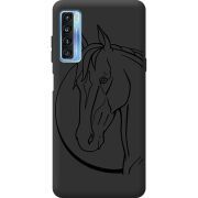 Черный чехол BoxFace TCL 20L Plus Horse