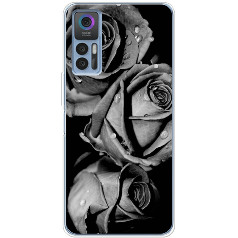 Чехол BoxFace TCL 30 Black and White Roses