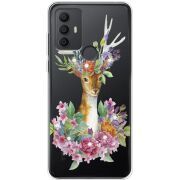 Чехол со стразами TCL 306 Deer with flowers