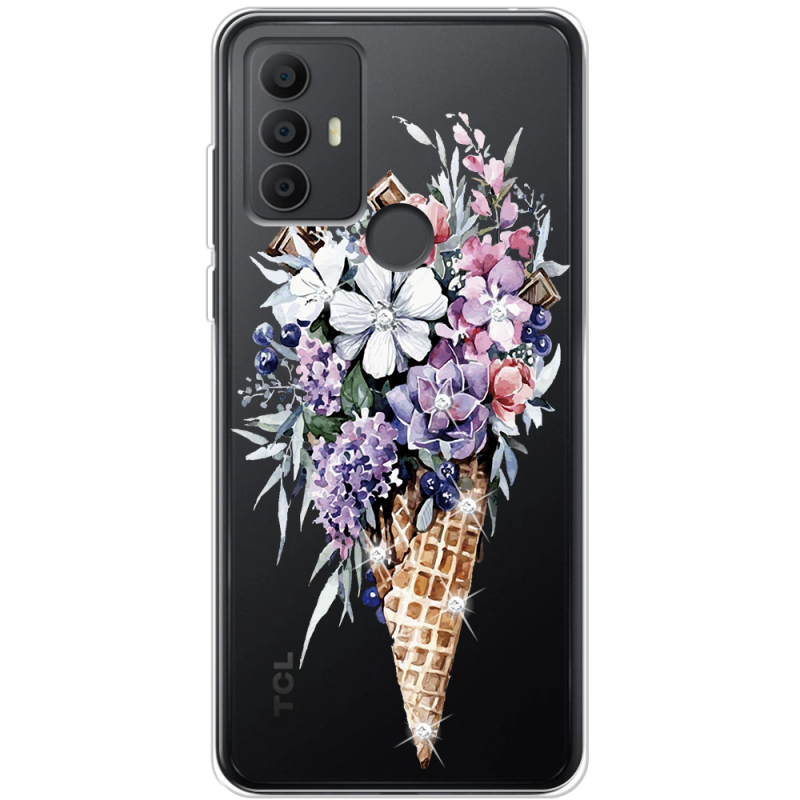 Чехол со стразами TCL 306 Ice Cream Flowers