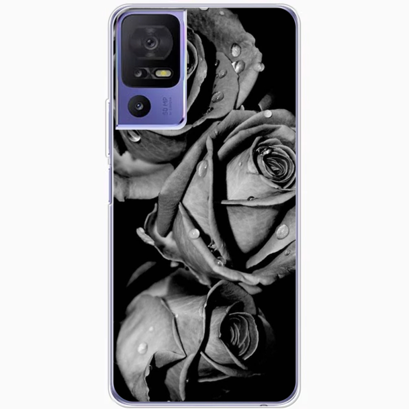 Чехол BoxFace TCL 40 SE Black and White Roses