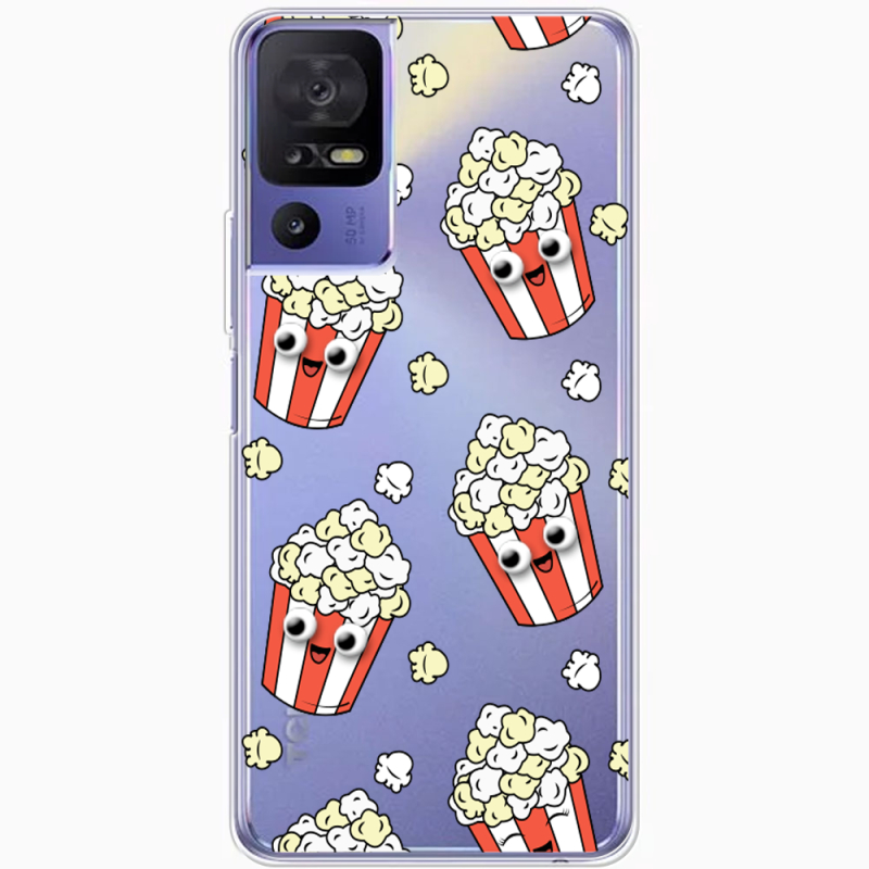 Прозрачный чехол BoxFace TCL 40 SE с 3D-глазками Popcorn