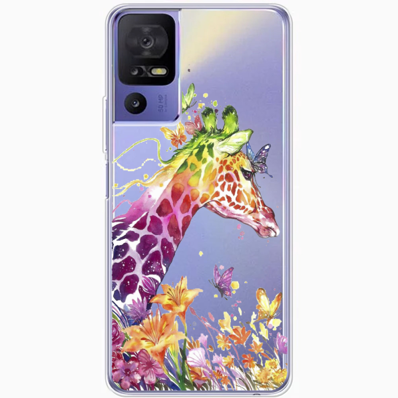 Прозрачный чехол BoxFace TCL 40 SE Colorful Giraffe