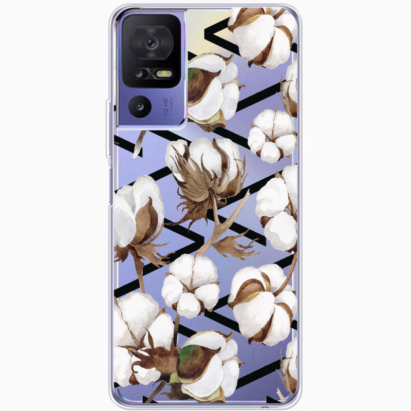 Прозрачный чехол BoxFace TCL 40 SE Cotton flowers