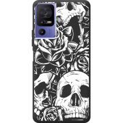 Черный чехол BoxFace TCL 40 SE Skull and Roses