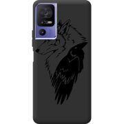 Черный чехол BoxFace TCL 40 SE Wolf and Raven