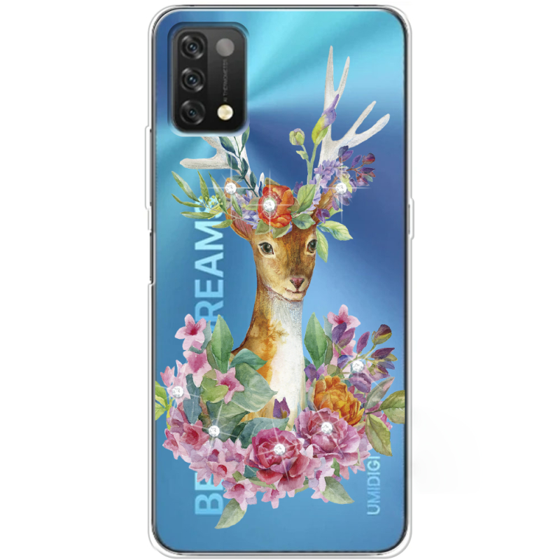 Чехол со стразами Umidigi A11 Deer with flowers