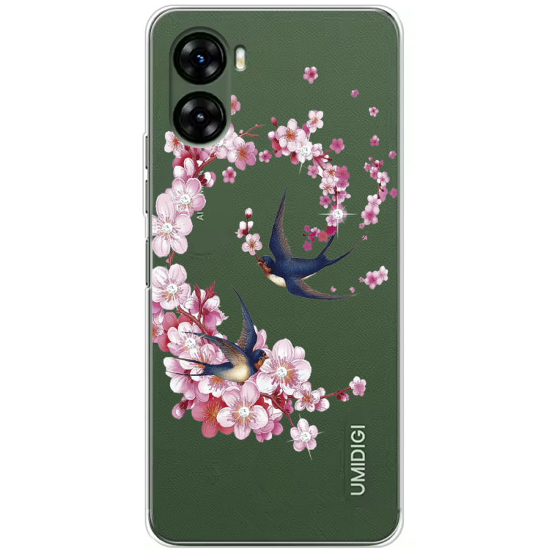 Чехол со стразами Umidigi G3 Swallows and Bloom