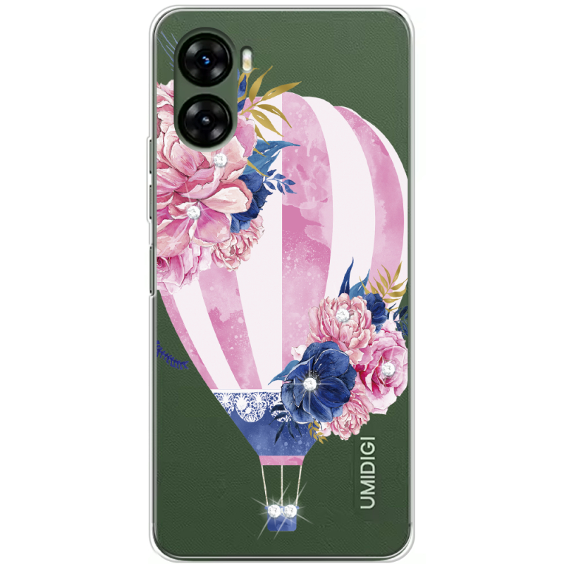 Чехол со стразами Umidigi G3 Pink Air Baloon