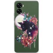 Чехол со стразами Umidigi G3 Cat in Flowers