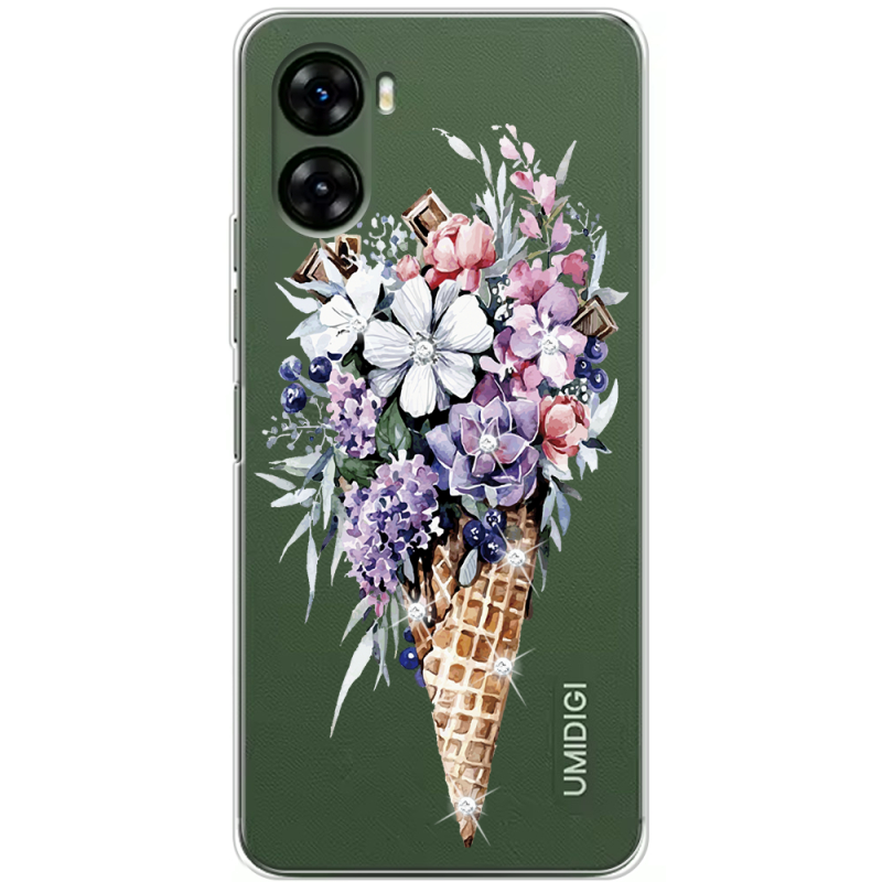 Чехол со стразами Umidigi G3 Ice Cream Flowers