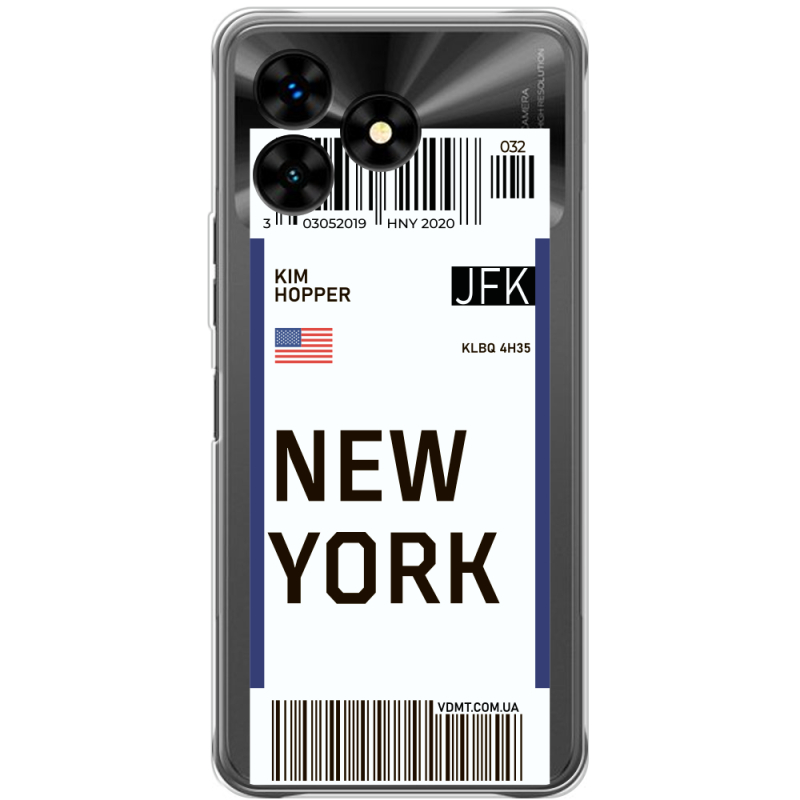 Прозрачный чехол BoxFace Umidigi G5 Mecha Ticket New York