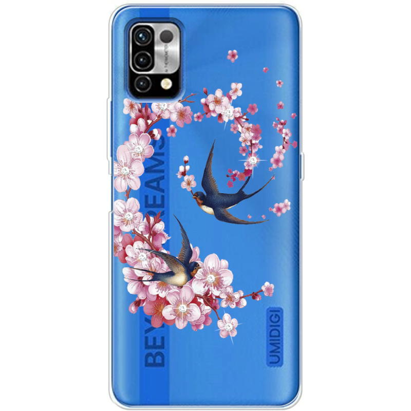 Чехол со стразами Umidigi Power 5 Swallows and Bloom