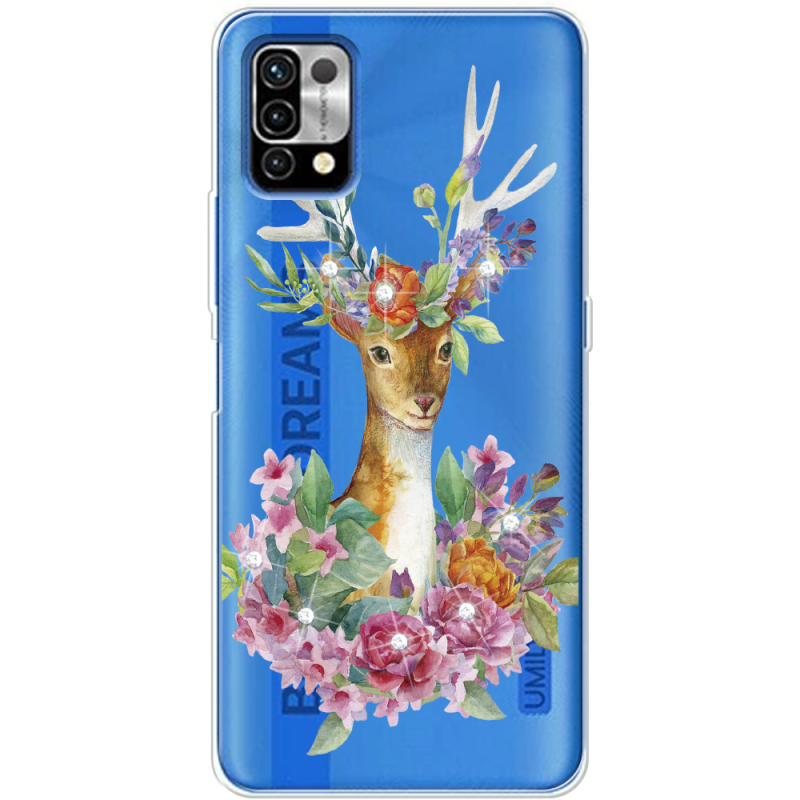 Чехол со стразами Umidigi Power 5 Deer with flowers