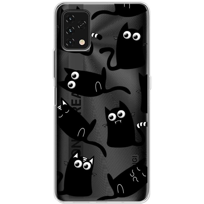 Прозрачный чехол BoxFace Umidigi Power 5S с 3D-глазками Black Kitty