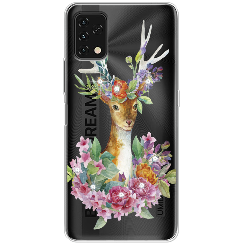 Чехол со стразами Umidigi Power 5S Deer with flowers