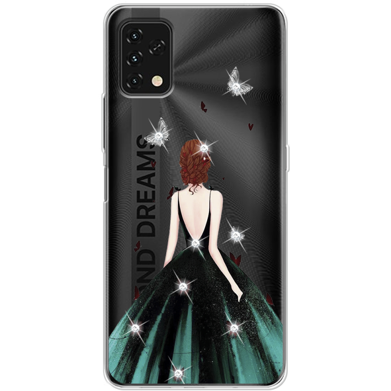 Чехол со стразами Umidigi Power 5S Girl in the green dress