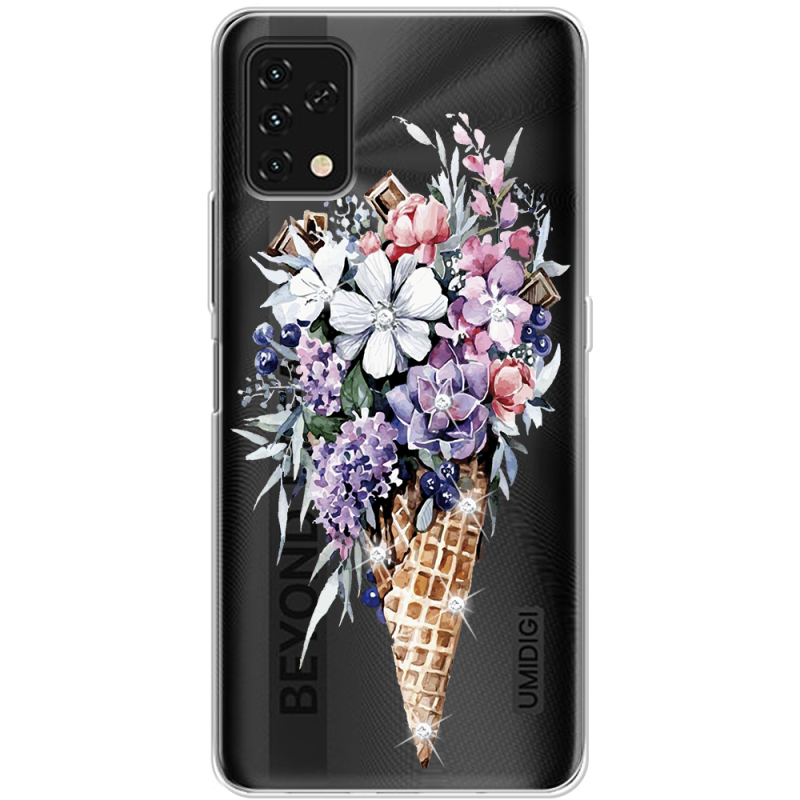 Чехол со стразами Umidigi Power 5S Ice Cream Flowers