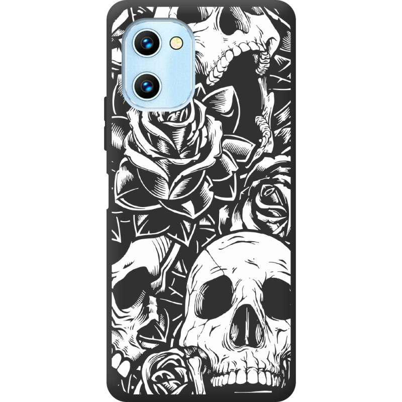 Черный чехол BoxFace Umidigi C1 Skull and Roses