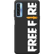 Черный чехол BoxFace TCL 20L Free Fire White Logo