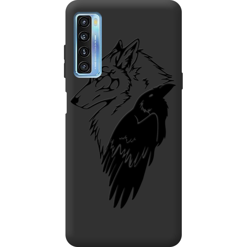 Черный чехол BoxFace TCL 20L Wolf and Raven