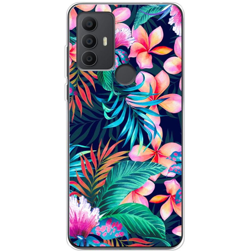 Чехол BoxFace TCL 30E flowers in the tropics