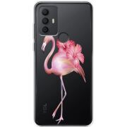 Прозрачный чехол BoxFace TCL 30E Floral Flamingo