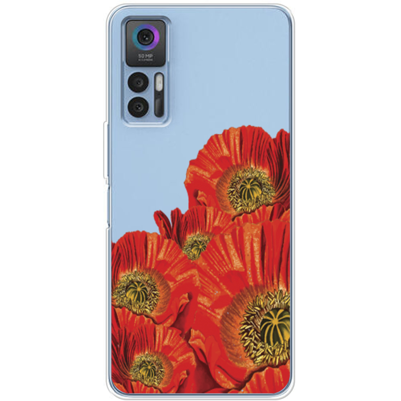 Прозрачный чехол BoxFace TCL 30 Plus Red Poppies