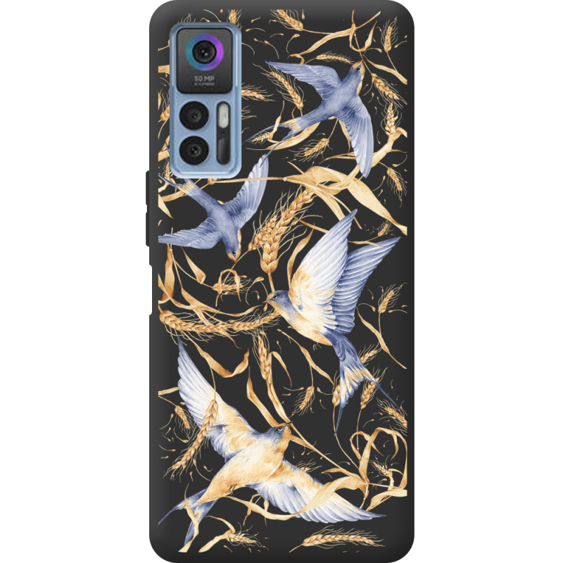 Черный чехол BoxFace TCL 30 Plus Ластівки