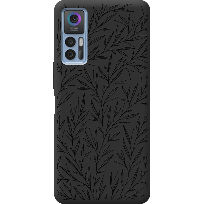 Черный чехол BoxFace TCL 30 Plus Leaves