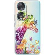 Прозрачный чехол BoxFace Huawei Honor 90 Colorful Giraffe