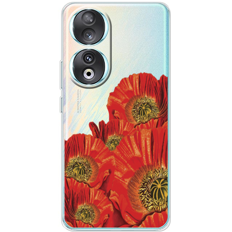 Прозрачный чехол BoxFace Huawei Honor 90 Red Poppies