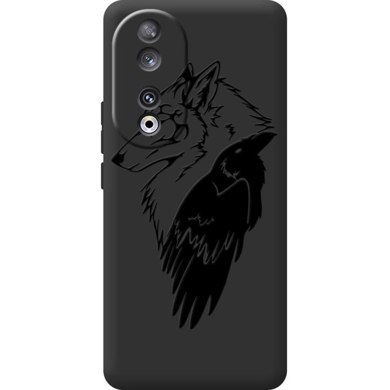 Черный чехол BoxFace Huawei Honor 90 Wolf and Raven