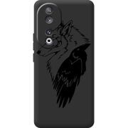 Черный чехол BoxFace Huawei Honor 90 Wolf and Raven