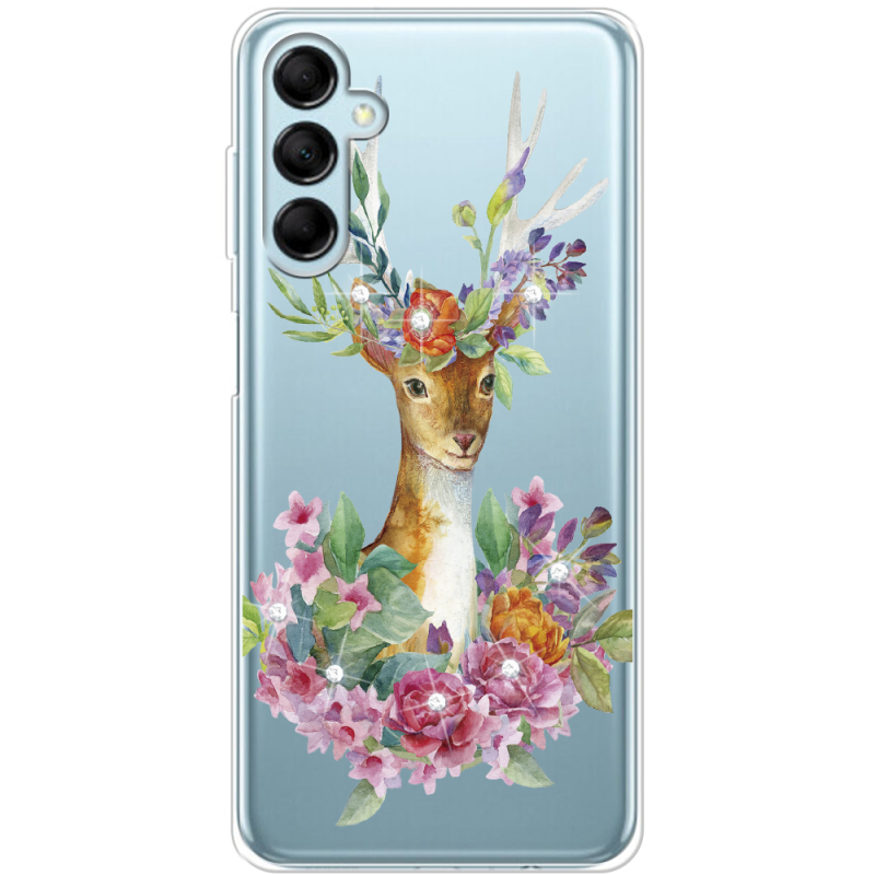 Чехол со стразами Samsung Galaxy M15 5G (M156) Deer with flowers