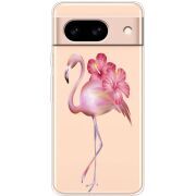 Прозрачный чехол BoxFace Google Pixel 8A Floral Flamingo