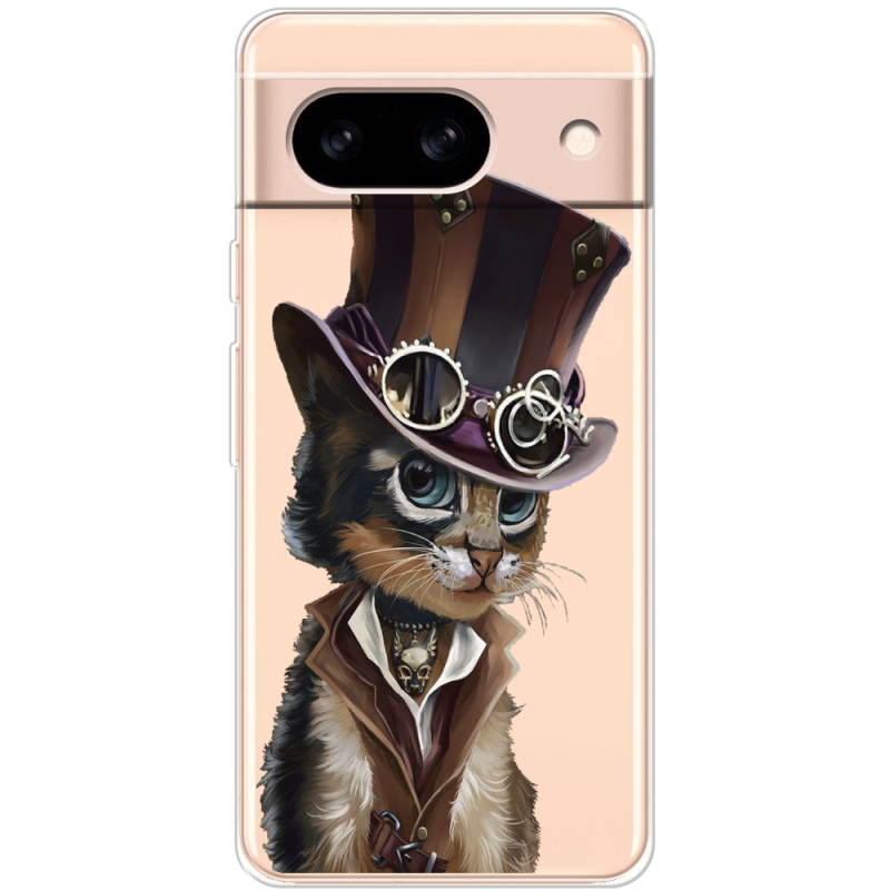 Прозрачный чехол BoxFace Google Pixel 8A Steampunk Cat