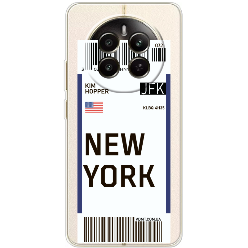 Прозрачный чехол BoxFace Realme 12 Plus 5G Ticket New York
