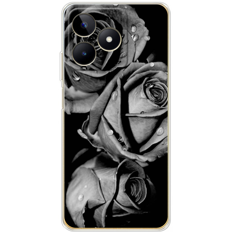 Чехол BoxFace Realme Note 50 Black and White Roses