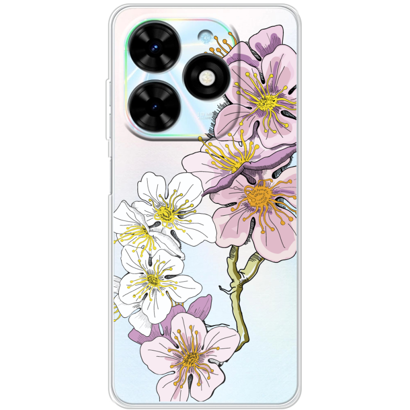 Прозрачный чехол BoxFace Tecno Spark 20 Cherry Blossom