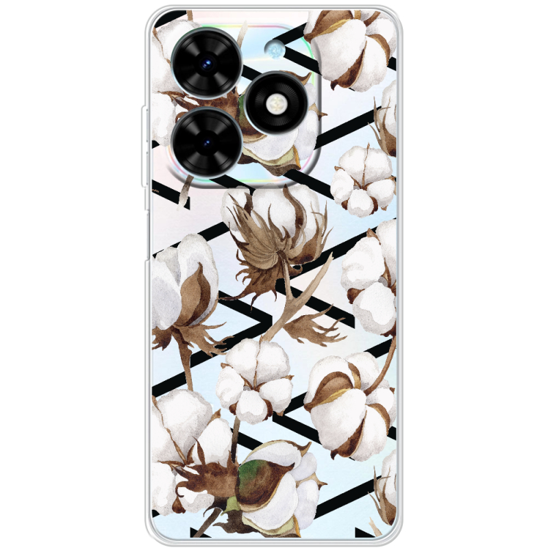 Прозрачный чехол BoxFace Tecno Spark 20 Cotton flowers