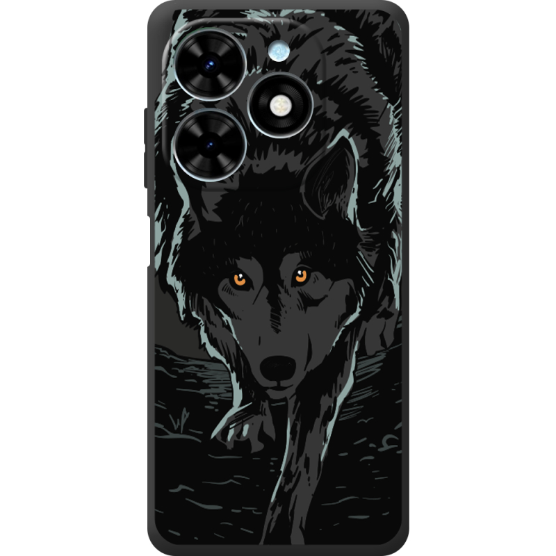 Черный чехол BoxFace Tecno Spark 20 Wolf