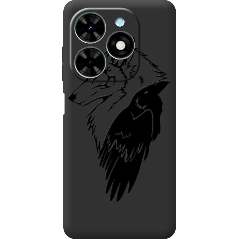 Черный чехол BoxFace Tecno Spark 20 Wolf and Raven