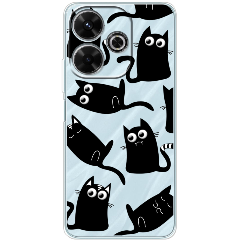 Прозрачный чехол BoxFace Xiaomi Redmi 13 с 3D-глазками Black Kitty