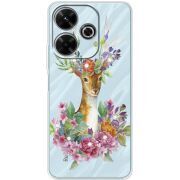 Чехол со стразами Xiaomi Redmi 13 Deer with flowers