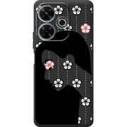 Черный чехол BoxFace Xiaomi Redmi 13 Flower Hair