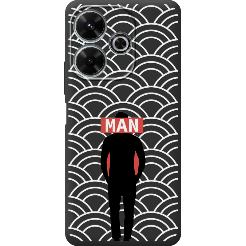 Черный чехол BoxFace Xiaomi Redmi 13 Man Pattern