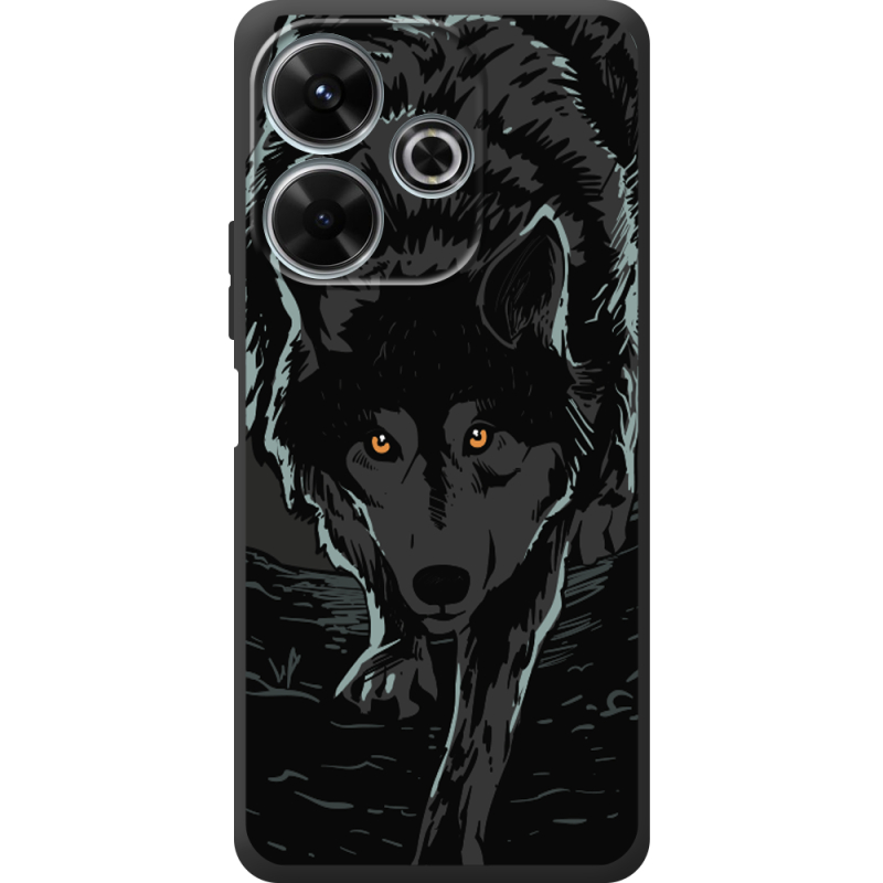 Черный чехол BoxFace Xiaomi Redmi 13 Wolf