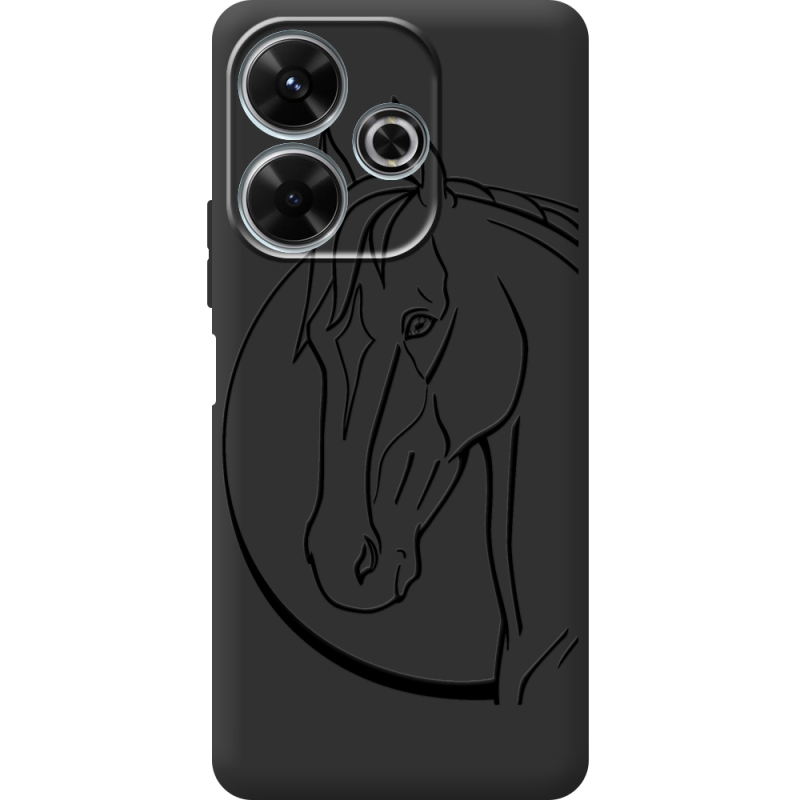 Черный чехол BoxFace Xiaomi Redmi 13 Horse