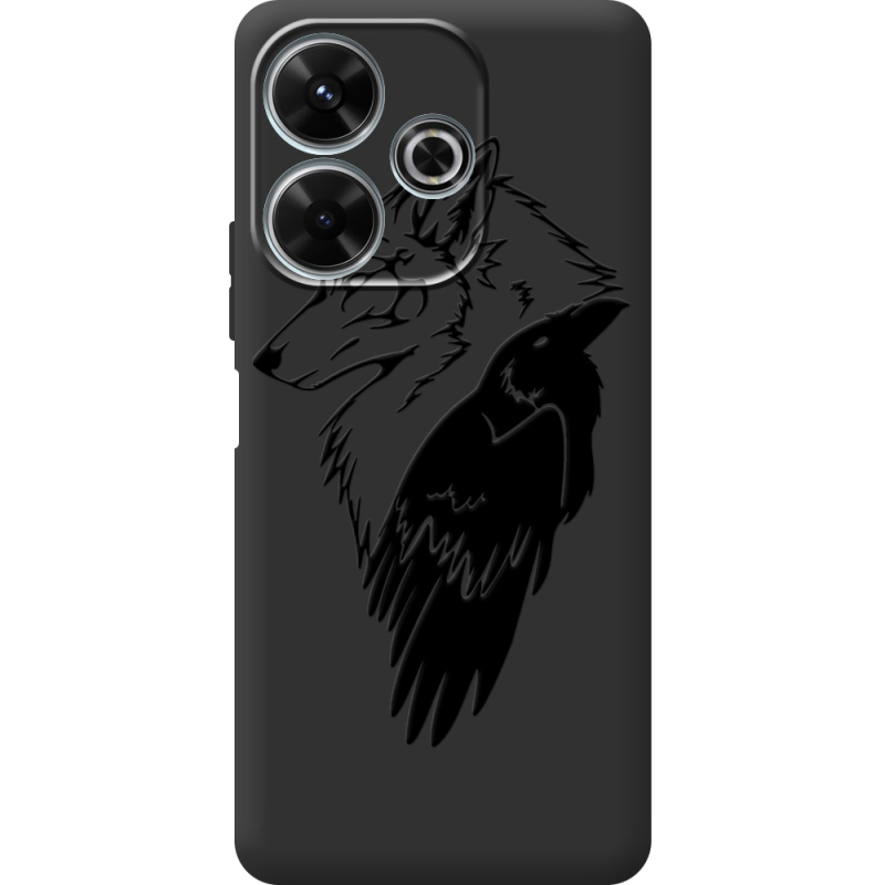 Черный чехол BoxFace Xiaomi Redmi 13 Wolf and Raven